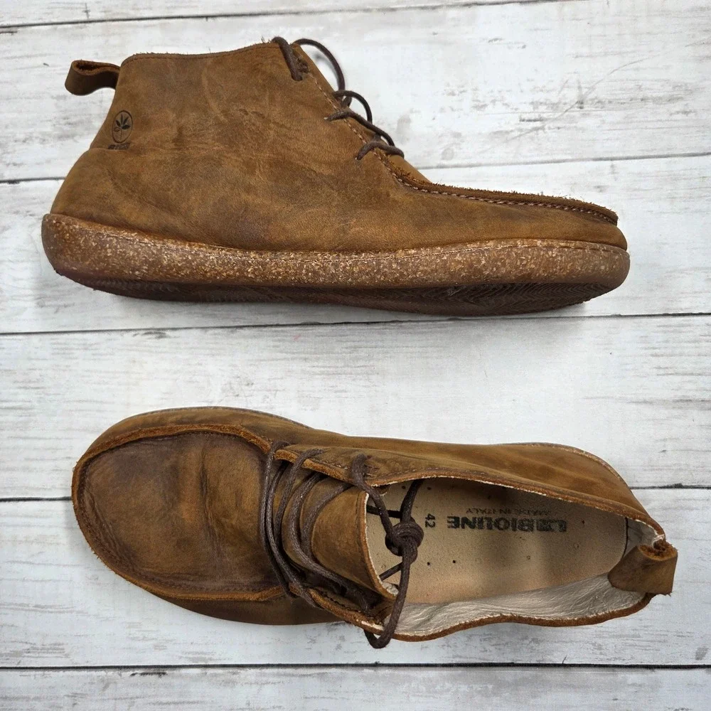 Bioline Italy Leather Chukka Boots Moc Toe Mens 42 Brown Distressed